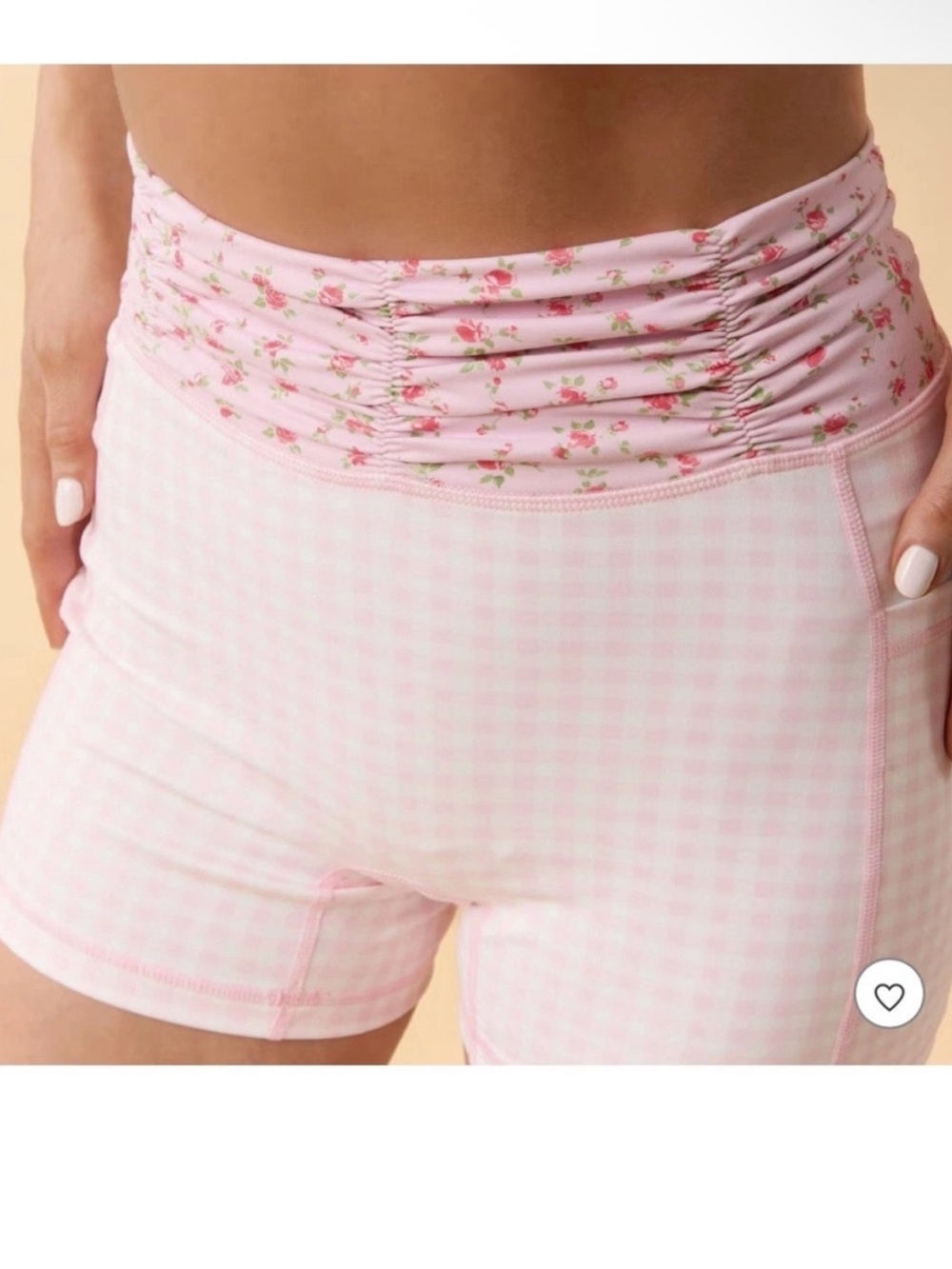 Blogilates Women's Ruched Waist Short - Pink Gingham